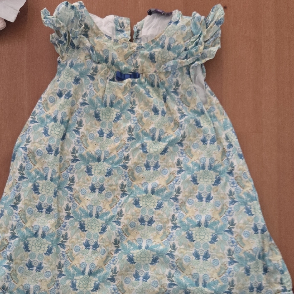 Floral Blue and Yellow Kids Casual Dress
